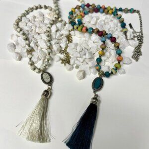 Beautiful New Handmade Clay Necklaces . Reversable medallion.